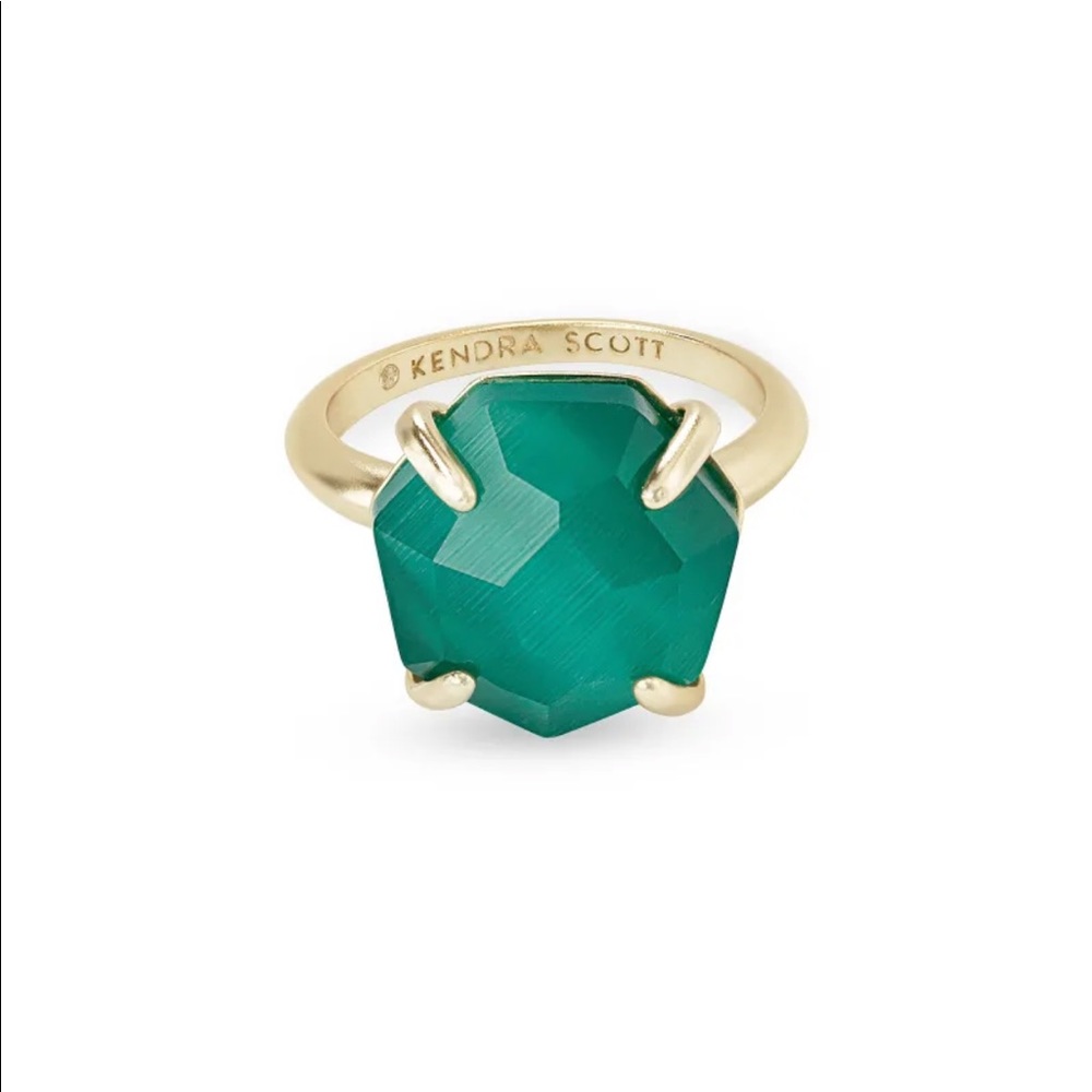 Kendra Scott Ryan Gold Cocktail Ring in Emerald Green Cat's Eye